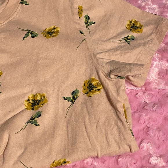 Woman's N: Philanthropy for Anthropolgie size M pink /yellow floral short sleeve - Picture 6 of 6